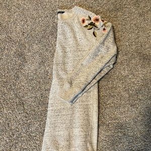 Sweatshirt Dress with Embroidered Flowers